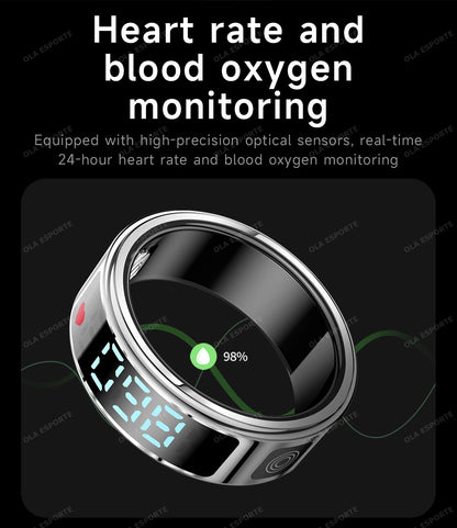 2026 R12 Smart Ring with Display Screen and Touch, Wireless Charging, Health Manager 5ATM Waterproof For Men Women Smartring New