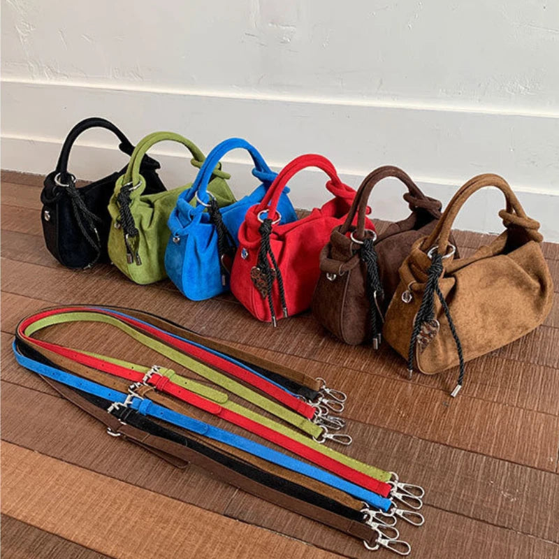 Small Suede Fashion Leather Shoulder Bags for Women 2025 Luxury Designer Brand Trend Crossbody Bag Females Short Handle Handbags