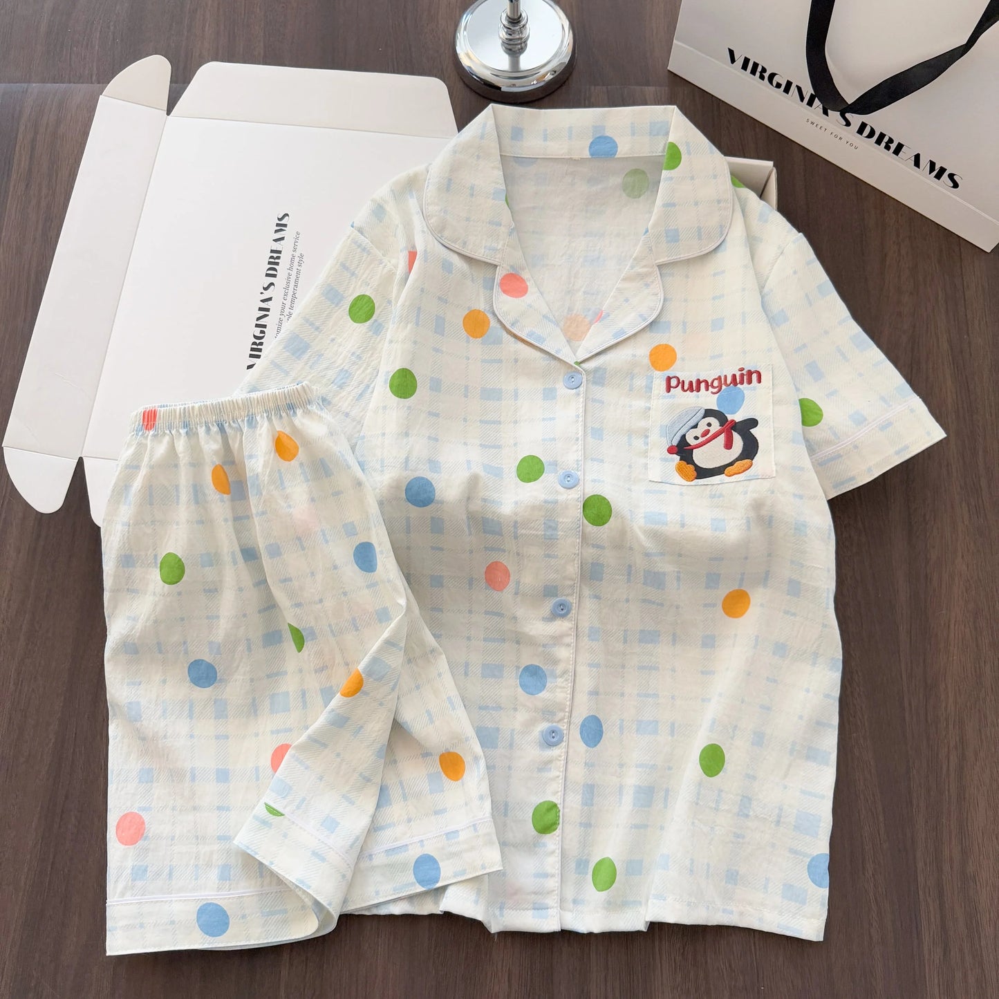 Women Summer Lapel Open Front Pajama Set Short Sleeve Top Shorts, Sweet Ins Teen Loungewear, Casual Daily Outdoor Home Wear Suit