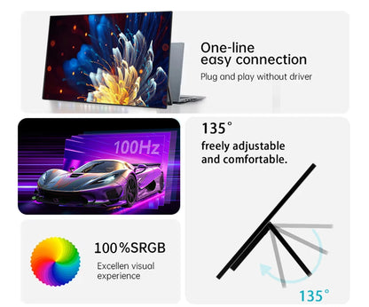 SIBOLAN 23.8" 4K Portable Monitor UHD 3840*2160 100%sRGB External Gaming Screen USB C LS Stand VESA for Mini PC Laptop MAC