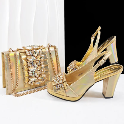 doershow  Lastest Italian Design Fashion Style Ladies Shoes with Matching Bag Set 2025 Nigerian Shoes and Bag Set HFG1-2