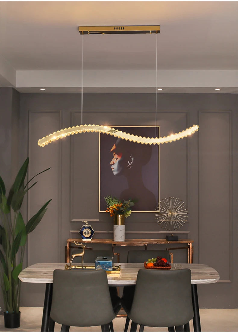 Modern Luxury LED Crystal Pendant Lights Villa Dining Room Kitchen Lighting Lustre Decor Chandeliers Indoor Bar Lights Fixture