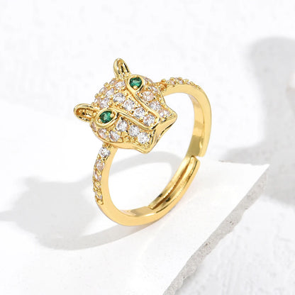 Fashion Full CZ Inlaid Animal Ring Opening Personality Unisex Ring Party Jewelry Gift Dropshipping