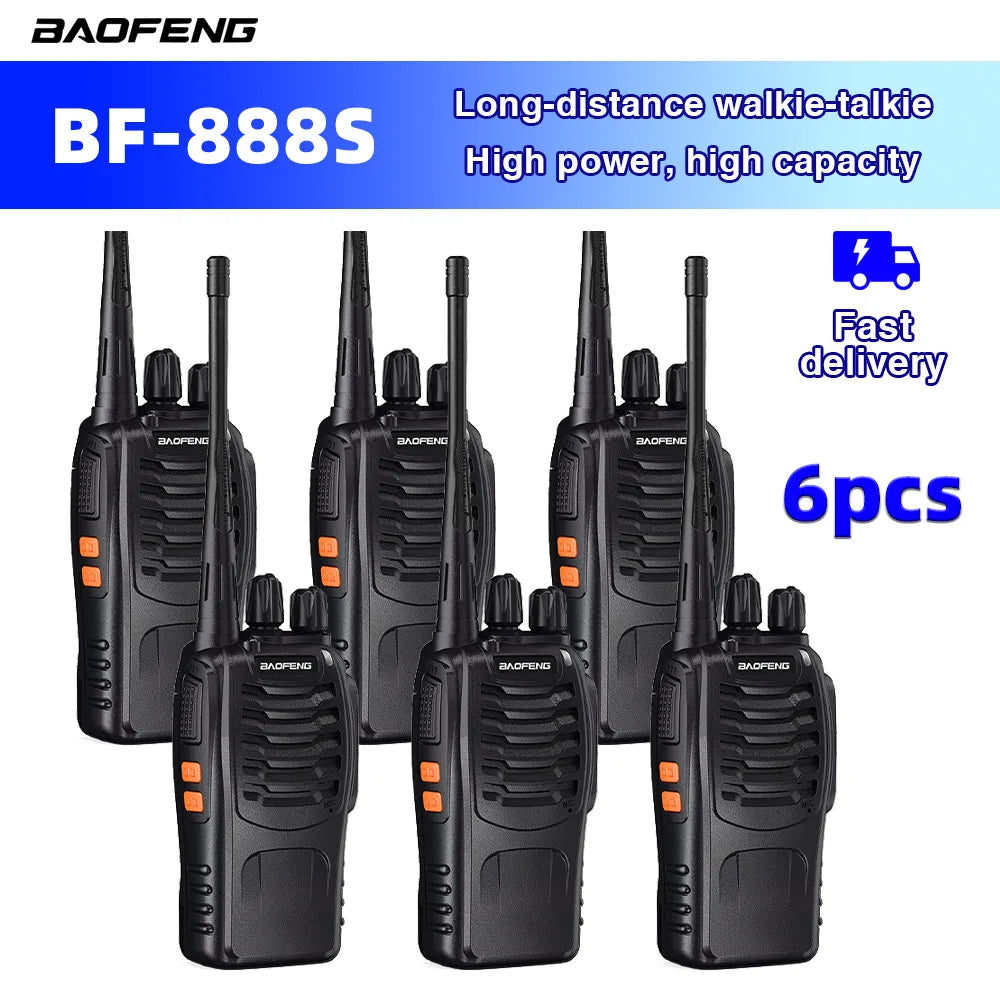 2/4/6PCS Baofeng BF-888S UHF Two-Way Radio 400-470MHz 16CH With Headset 5km Long Range Walkie Talkie Self-Driving Travelling