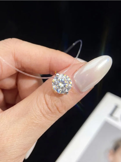 1-2CT Moissanite Diamond Classic Round Necklace For Women 925 Sterling Silver Anniversary Party High Quality Fine Jewelry