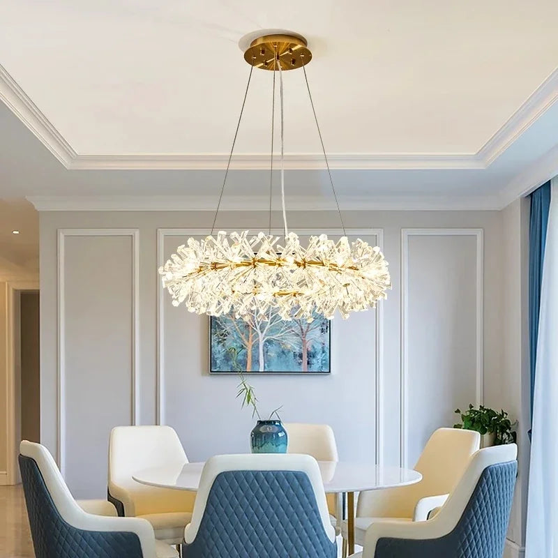 French crystal chandelier, romantic firefly, snowflake, light luxury, modern creativity, warm bedroom, dining room chandeliers