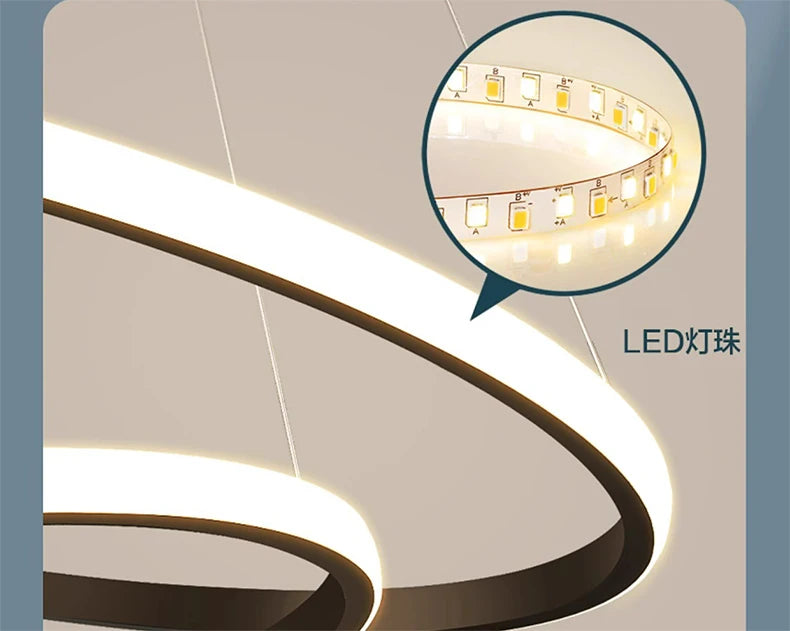 Nordic Simple Circles LED Chandelier 3 Rings Lights for Dining Bar Living Room Pendant Lamp Loft Home Decoration