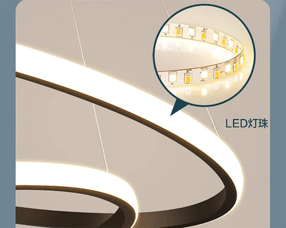Nordic Simple Circles LED Chandelier 3 Rings Lights for Dining Bar Living Room Pendant Lamp Loft Home Decoration
