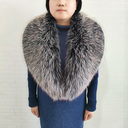Large Women Faux Fox Fur Scarf Winter Jackets Warm Fluffy Shawl Fashion Artificial Fur Collar And Cuff Set Fluffy Scarves Female