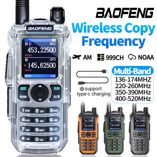 BAOFENG UV 21M Auto Frequency Copy Walkie Talkie Ultra Long Range High Power Multi-Band Type-C Charger Portable Ham Radio