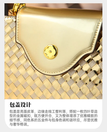 Genuine Leather Woven Handbag For Women 2026 New Light Luxury Women's Shoulder Bag Fashion Commuter Messenger Bag Versatile