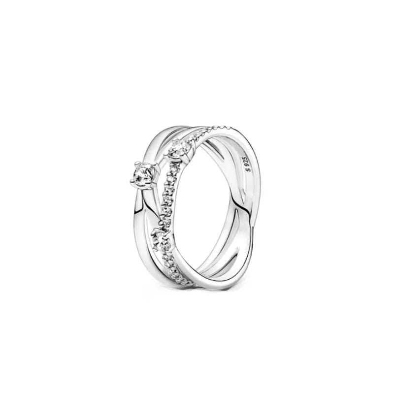 European New 925 Silver Heart-Shaped,Floral,Square Ring Suitable for Exquisite High-Quality Jewelry for Women at Wedding Parties