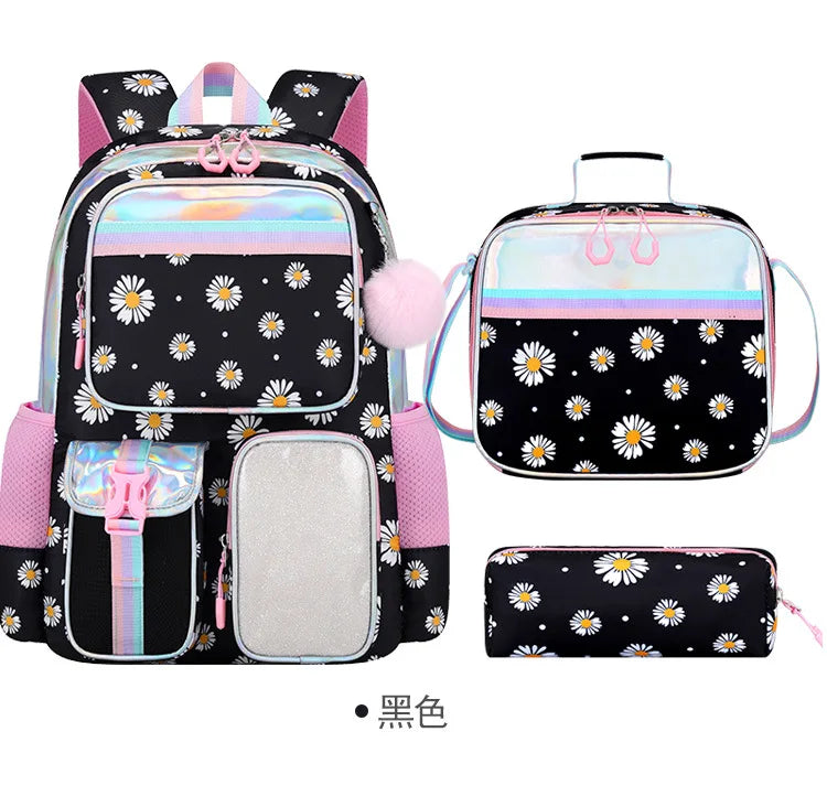 Cute Student Backpack 3pcs/set Primary Schoolbag Rabbits and Quicksand Kawaii Student Backpack Teenage Girls Handbag Rucksack