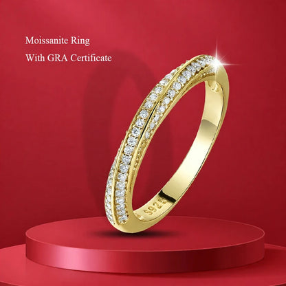 Moissanite Ring 100% Pass Diamond Tester Pen Matching Wedding Diamond Band for Women 925 Sterling Silver Female Single Tail Ring