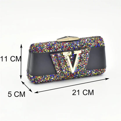 New Shoe and Bag for Nigeria Party Wedding Peep Toe Italian Women Shoes Matching Bag Decorate with Rhinestone for Wedding Dress