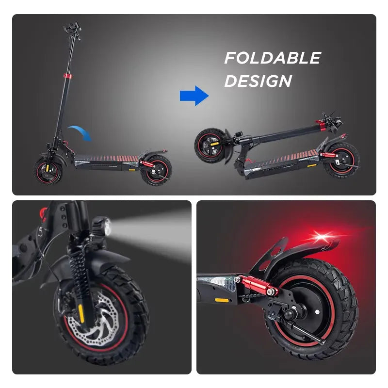KEPOW T4Pro Electric Scooter Adults 900W Peak Motor 48V 15Ah Battery 25-38 Miles Long Range 25MPH Max Speed 10" Off-Road Tires Foldable Dual Suspension LED Headlight Heavy Duty All Terrain E-Scooter for City Commute 25° Clim