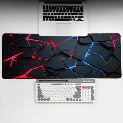Large Gaming Mouse Pad 90x40 Red Blue Gradient Design Non-Slip Rubber Sewn Edge Gaming Desk Mat Keyboard Gamers and Office Work
