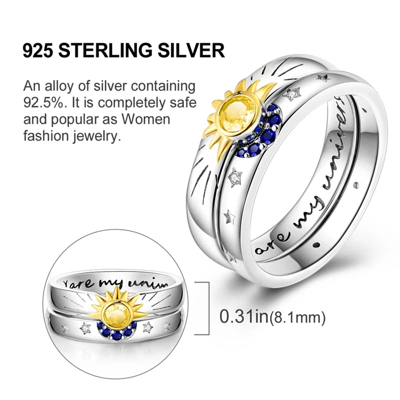 Original 925 Sterling Silver Ring Colorful Diamonds Cubic Zircon Finger Ring For Women Jewelry Wedding Engagement Birthday Gift