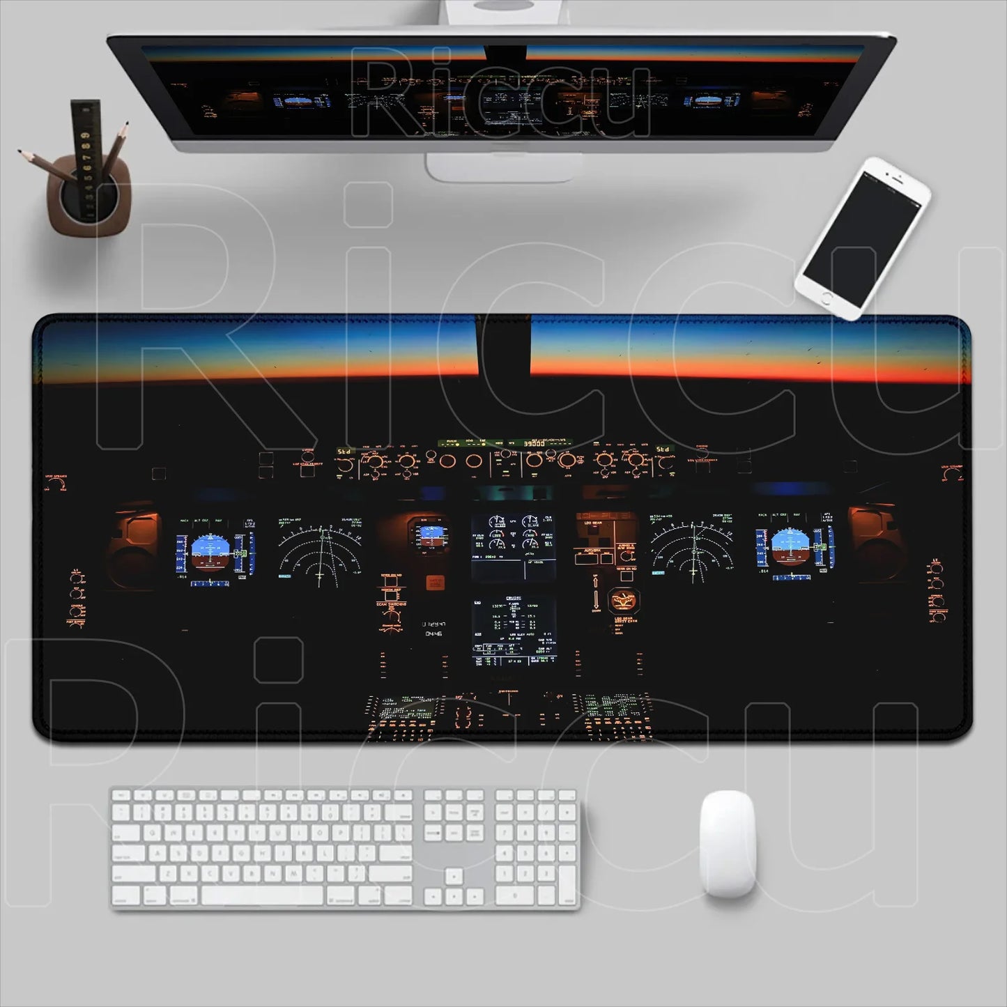 HD Airplane Speedometer Mouse Pads Plane Instrument Panel XXL Mousepad Non-slip Rubber Desk Mat Pc Gamer Deskmat Cockpit Playmat