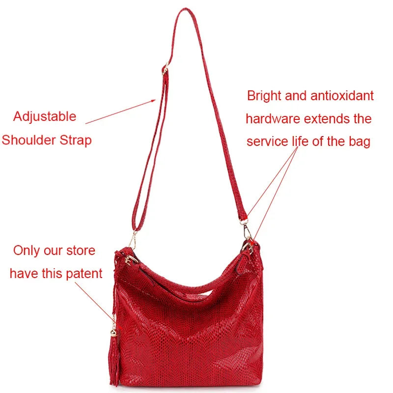 New Crossbody Bags for Women Tote Bag Hobo Messenger Bag Women's Shoulder Bag Vintage Tassel Ladies Hand Bags Leather Handbag