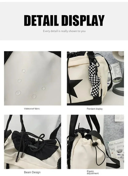 Women New Crossbody Bag Wholesale Large Capacity Couple Shoulder Bag New Casual Nylon Tote Bag Luxury Drawstring Handbag 2025