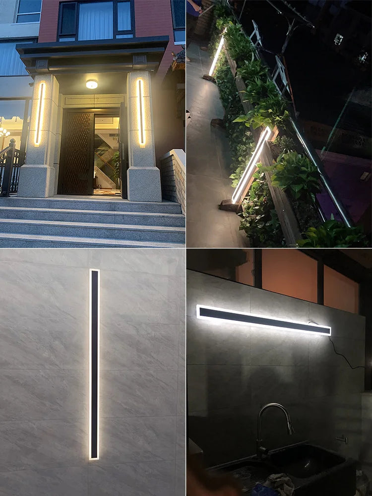Modern Waterproof outdoor Long Strip LED wall lamps IP65 Iron Wall Light Garden porch Sconce Lights 110V 220V wall washer