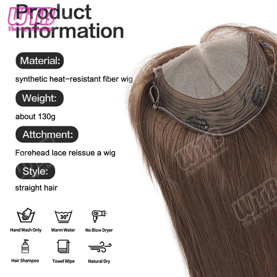 WTB 40cm Lace Front Synthetic Wig Invisible and Seamless Straight Hair Adds Volume Suitable for Women's Daily Wear and Holidays