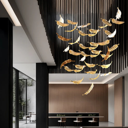Modern Hotel Lobby Hanging Lamp Luxury Glass Led Chandeliers Customized Long Pendant Light Villa High Ceiling Chandelier Lustre