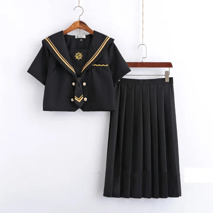Spring Autumn Long Sleeve Japanese JK Sets School Uniforms Girls Musketeers High School Women Novelty Pleated Skirt Sailor Suits