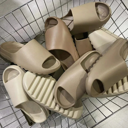 Summer Slippers Men Women Indoor EVA Soft Bottom Sandals Open Toe Trend Slides Beach Shoes Slippers Home Shoes Size 35-46