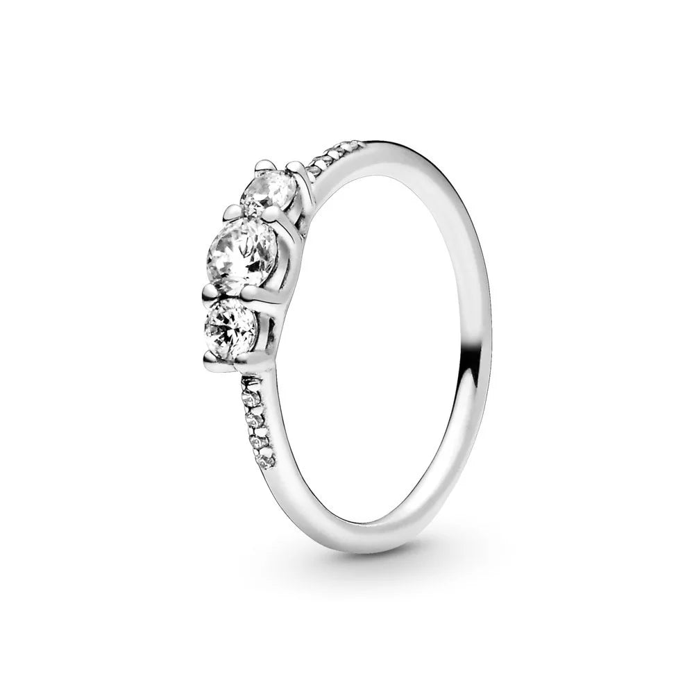 New 925 Sterling Silver Rings Stackable Infinite Silver shining Zircon Ring For Women Wedding Anniversary Birthday Jewelry Gift