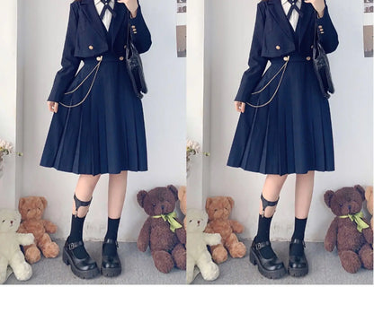 Versatile and Cute School Uniform Skirt JK Uniform Basic Spring Genuine Long Dress Japanese-style Pleated College Style Suit