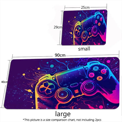 Extra Large XXL Full Desk Mouse Pad, Neon Rainbow Game Controller Gamer for PC Laptop E-sports Gamers Office Home Decor