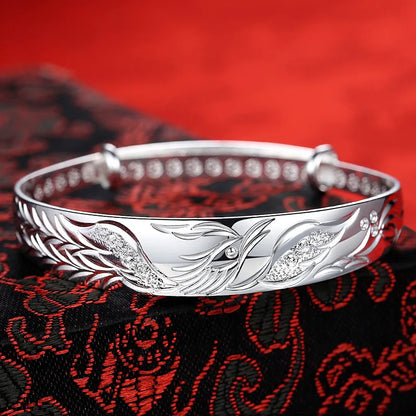 Luxury 925 Sterling Silver Noble Phoenix Bracelets Bangles for Women Fashion Party Wedding Jewelry Holiday Gifts Adjustable