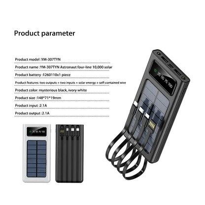 OnePlus 500000mAh Solar Power Bank Ultra Capacity USB 4 in1 Super Fast Charging USB TypeC LED Light Outdoor For iPhone Samsung