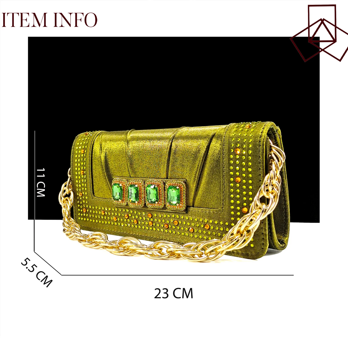 QSGFC New Italian Olive Pumps and Bag for Party 2024 INS Style Pointed-Toe Rhinestone Elegant Low Heels Wedge for Wome