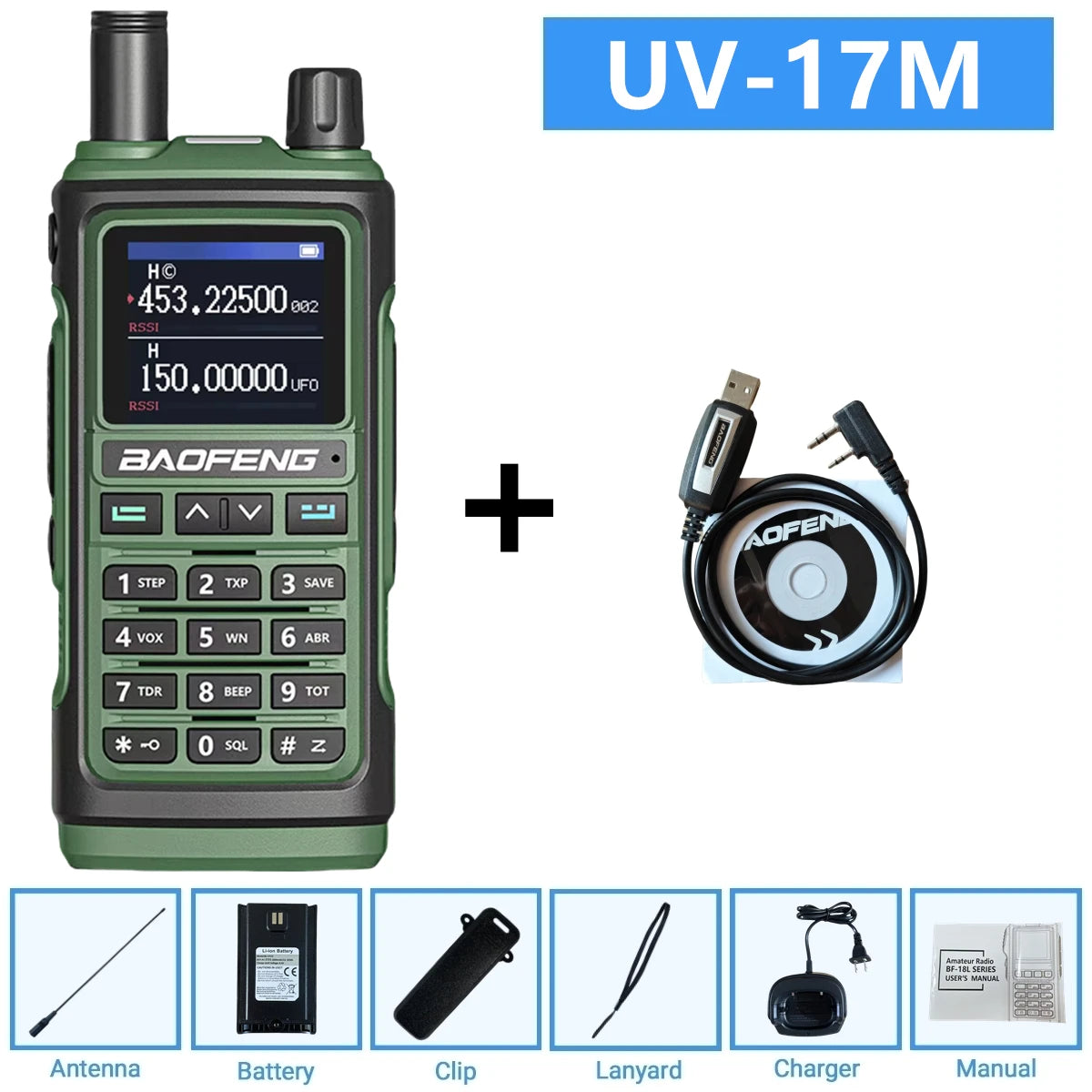 Baofeng 10W Ham Radio Uv-17R Long Range Walkie Talkie 999Ch Wireless Copy Air Band Type-C Emergency Tool For Enthusiasts