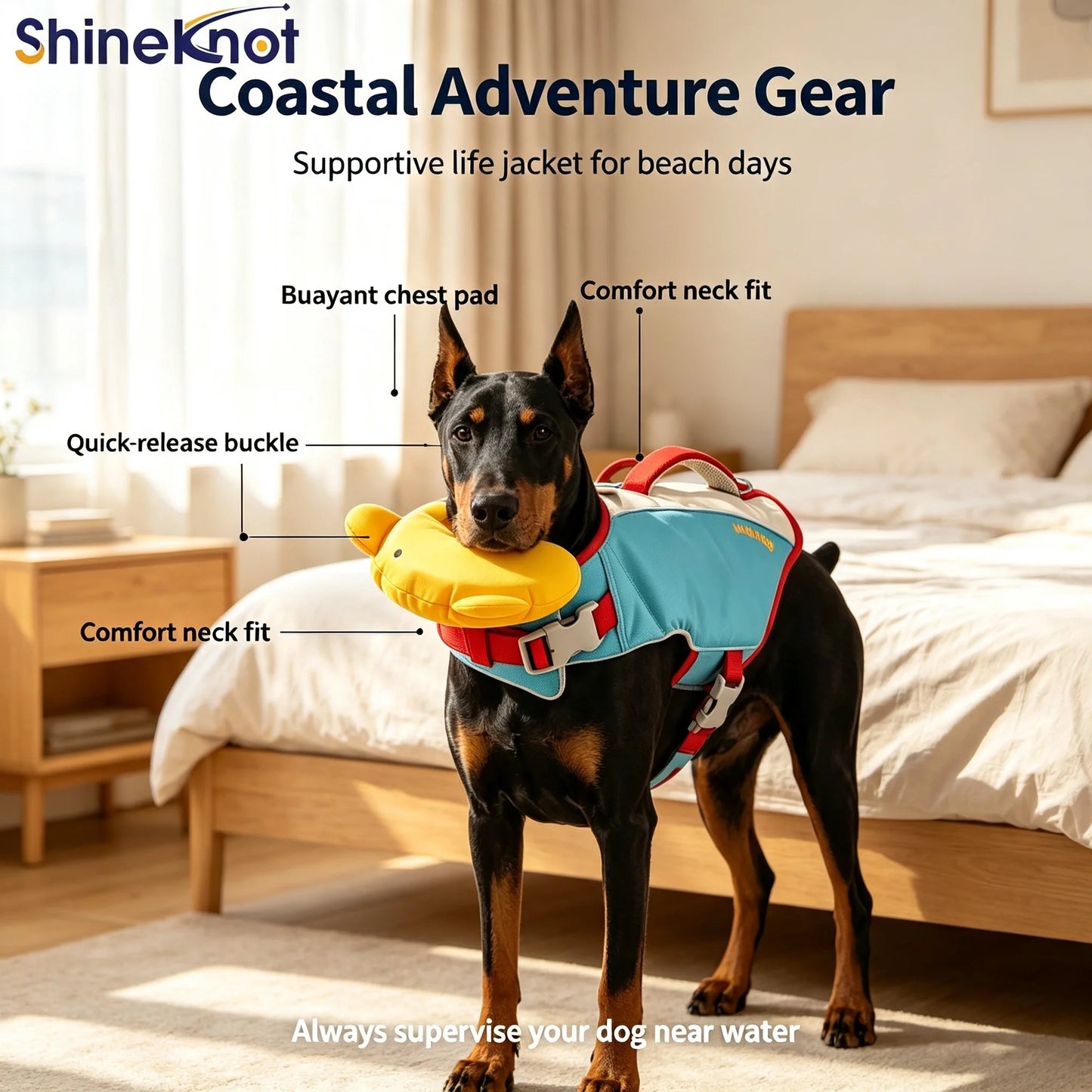Shineknot Dog Life Jacket Bear Chin Buoyancy Vest Rescue Clothes For Small Medium Dogs Lake Coastal Summer Outdoor Water Sport