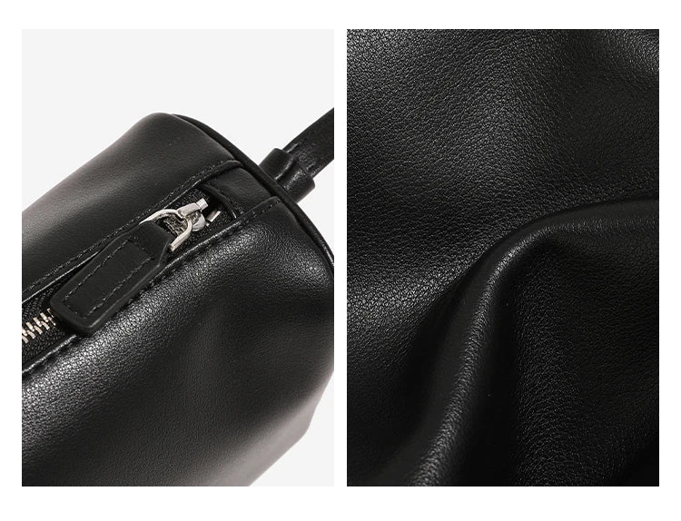 2025 New Luxury 90s Pen Holder Bag Genuine Soft Cowhide & Suede Mini Crossbody Bag Hand-Carry Vintage Shoulder Purse for Women