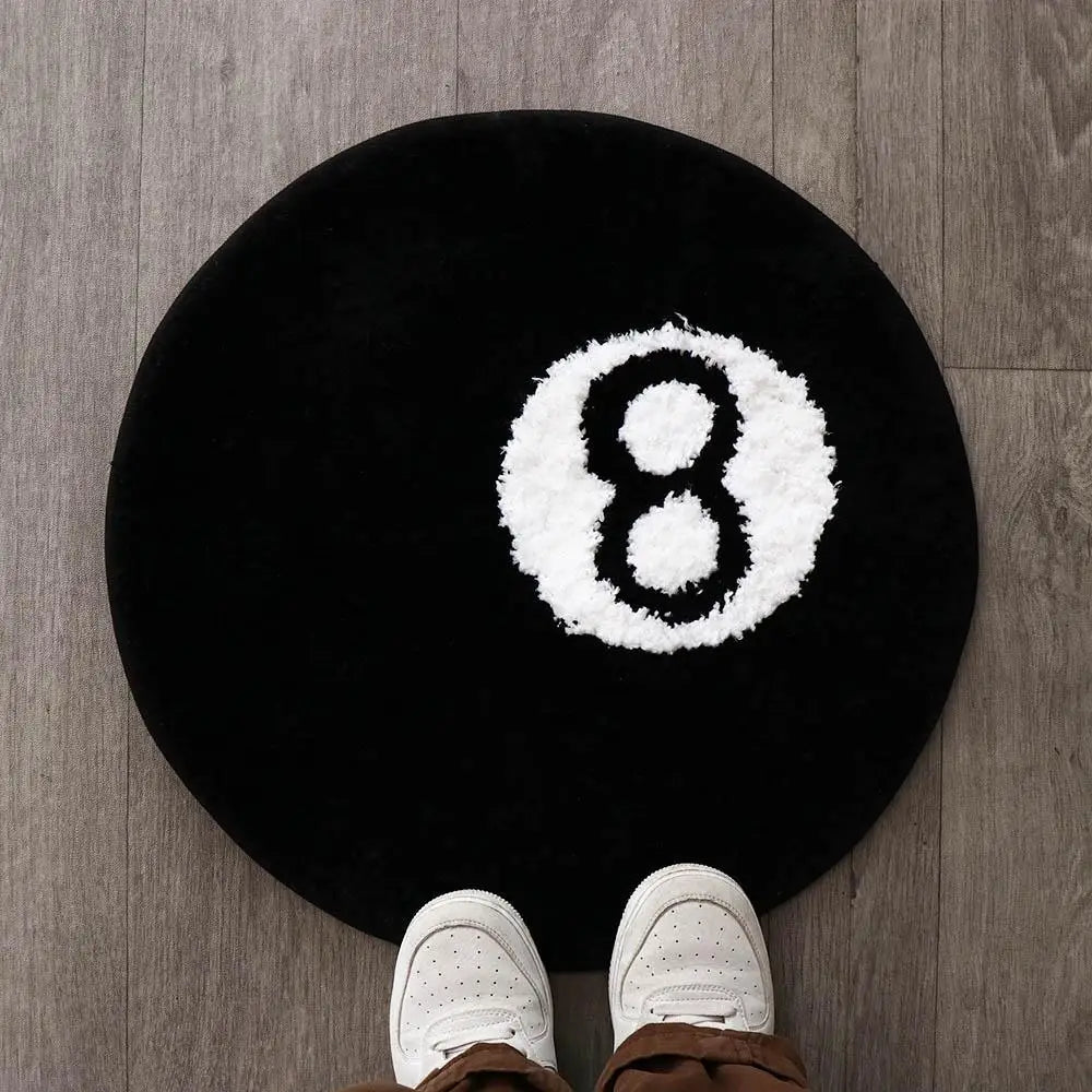 Creative 8 Ball Rug Indoor Home Decoration Spooky Halloween Gifts 8 Ball Accent Round Tufting Soft Rug Horror Movie Mat