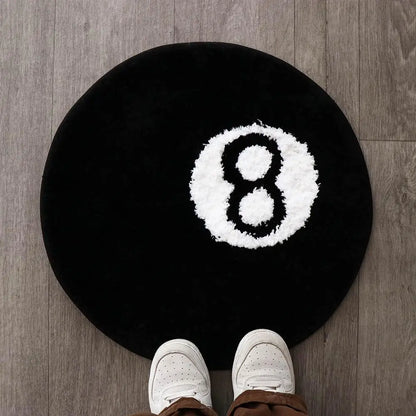 Creative 8 Ball Rug Indoor Home Decoration Spooky Halloween Gifts 8 Ball Accent Round Tufting Soft Rug Horror Movie Mat