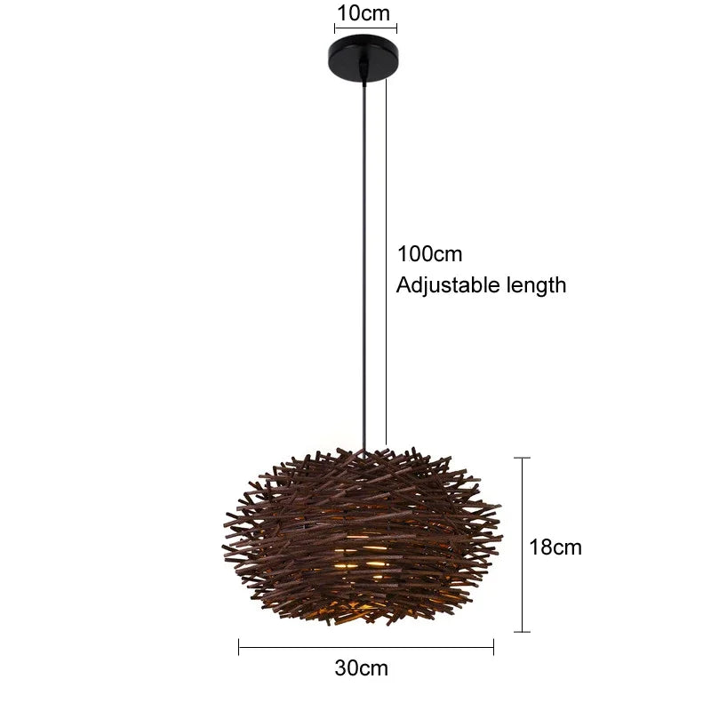 Bamboo Pendant Lights Hand Woven Ceiling Weaving Chandelier Lamp Rattan Wicker Hanging LED Fixtures Home Bedroom Bamboo Art Lamp