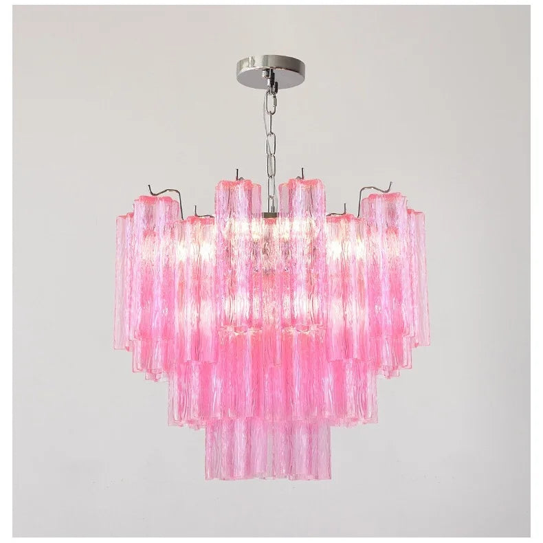 Designer Murano Ceiling Chandeliers Pink Colorful Glass LED Hanging Pendant Lights for Living Dining Room Bar Villa Art Lighting