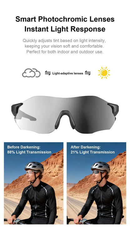 Smart Glasses Lightweight Auto-Tinting AI Glasses with Real-Time Simultaneous Translation Earbuds 2-in-1 Sunglasses