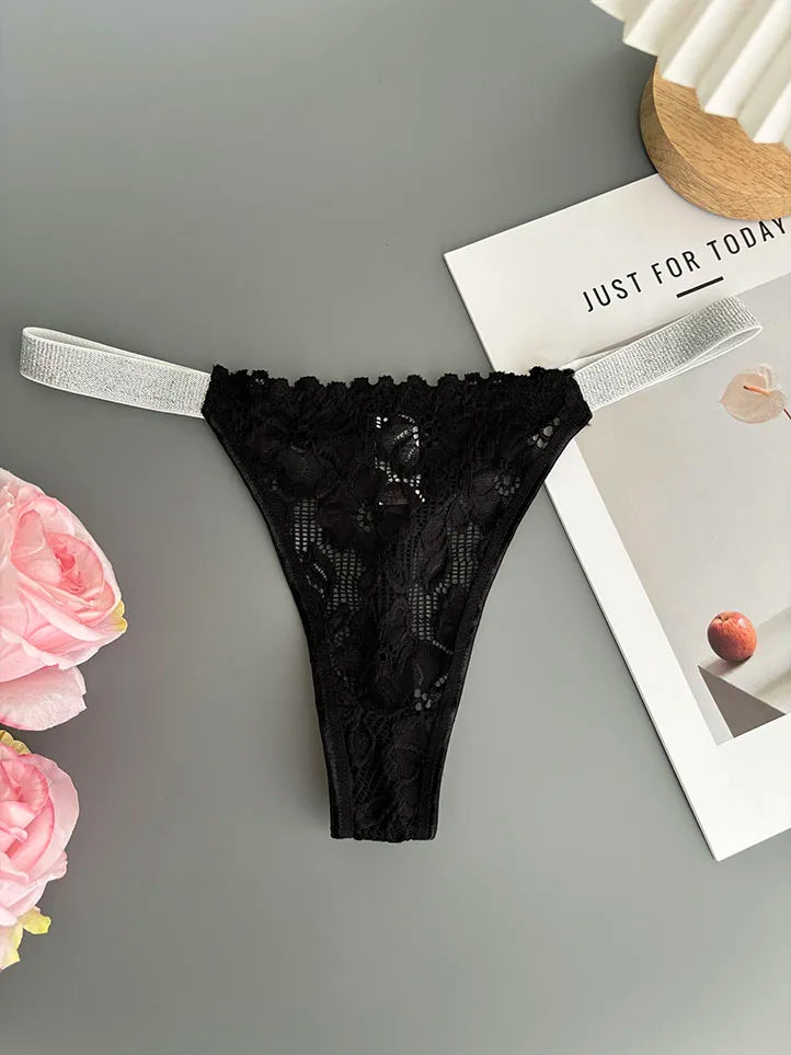 Custom Thong Letter Name G-String Sexy Lace Panties Women Flash Silver Belt Fashion Knickers Girlfriend Hot Wife Holiday Gift