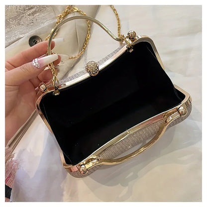 Shiny Mini Evening Bag, Rhinestone Chain Purse, Luxury Glitter Banquet Handbag, Perfect For Party, Wedding, Prom, Dinner/Banquet
