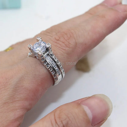 14K White Gold Vintage Lovers Grown Pink Diamond Ring Set Engagement Wedding Rings for Women Men Jewelry