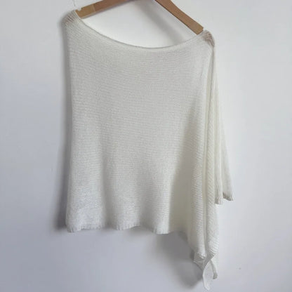 Casual Drop Shoulder Crochet Poncho Sweater Sheer Multi-wear Halter Shawl Irregular Knitted Cover-ups Vacation Outfits