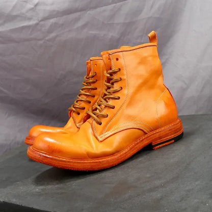Goodyear-Welding High Heavy Water Washed Horse Leather Retro Worn High Top Men's Shoes Work Clothes Motorcycle Boots