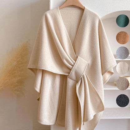 Women Poncho Winter Warm Shawl Double Sided Designer Thickening Blanket Luxury Scarf Female Cloak Cashmere Pashmina Cape Stole